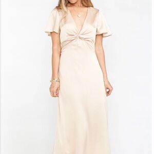 Show Me Your Mumu Rome Twist Gown Champagne Luxe Satin